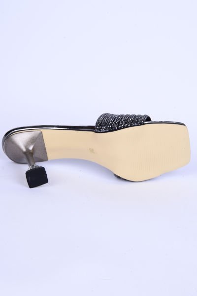 Pierre Cardin 53045 İnce Taban Taşlı Topuklu Platin-Ayna Günlük Kadın Terlik