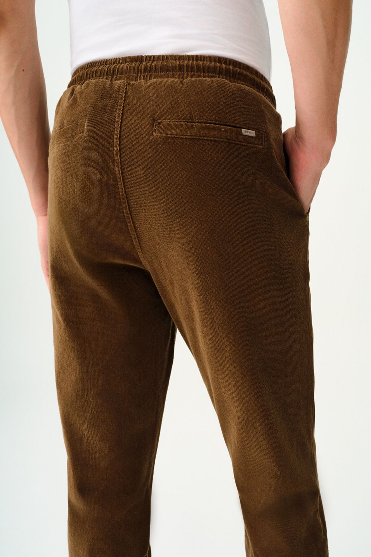 Loft 2037284 Açık Kahve Cord Fabric Slection Dik Kumaş Cepli Belden Lastikli İp Detayliı Keten Pantalon