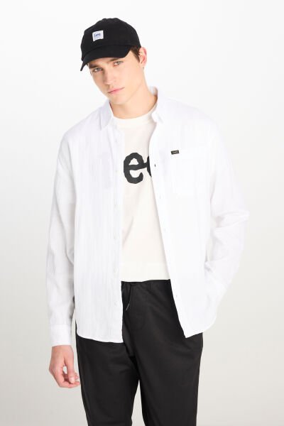 Lee L66N205295100 Beyaz Erkek Uzun Kol %100 Pamuk Gömlek