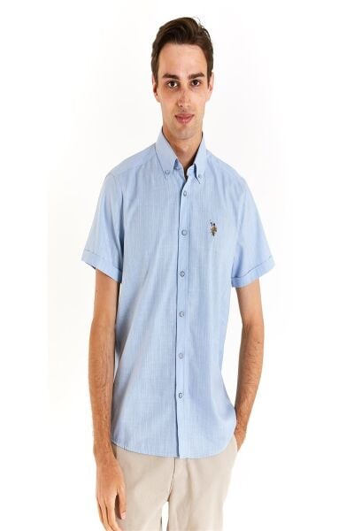 U.S Polo 1829502 Açık Mavi Regular Fit Rahat Kesim Yakası Düğmeli Kısa Kol Erkek Gömlek