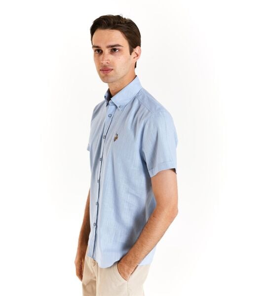 U.S Polo 1829502 Açık Mavi Regular Fit Rahat Kesim Yakası Düğmeli Kısa Kol Erkek Gömlek
