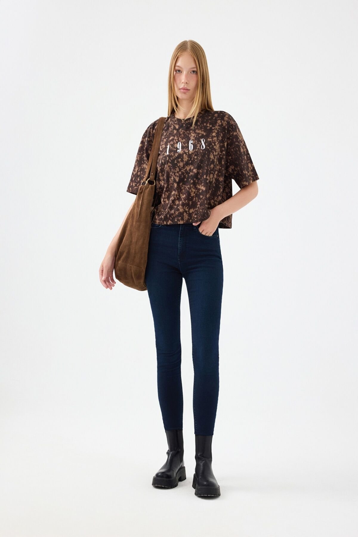 Loft 2037058 Natalie Koyu Mavi Kadın Dar Kesim Dar Paça Kot Pantolon