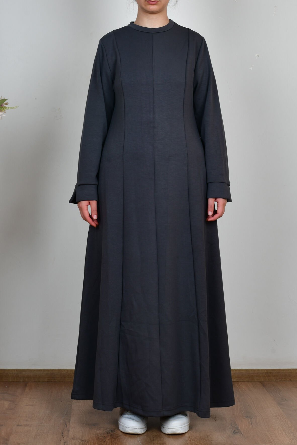 Allday B60192A0 Antrasit Kadın Yumuşak Dokulu Parçalı Elbise