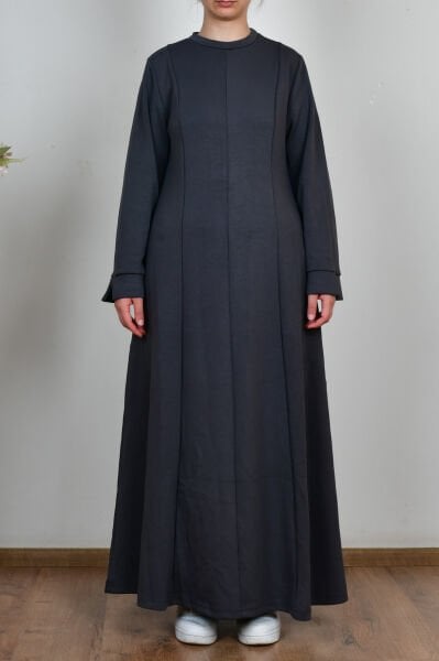 Allday B60192A0 Antrasit Kadın Yumuşak Dokulu Parçalı Elbise