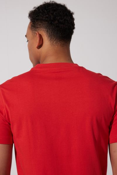 Lee L60UFQ512 Kırmızı Erkek Bisiklet Yaka Küçük Lee Kabartma Yazılı T-shirt