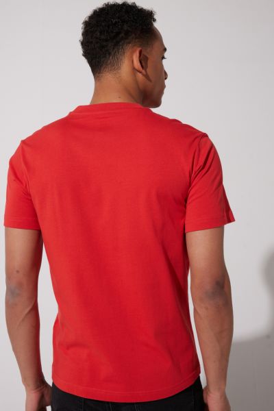 Lee L60UFQ512 Kırmızı Erkek Bisiklet Yaka Küçük Lee Kabartma Yazılı T-shirt