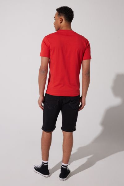 Lee L60UFQ512 Kırmızı Erkek Bisiklet Yaka Küçük Lee Kabartma Yazılı T-shirt