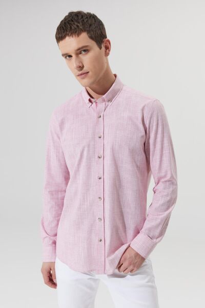 Altınyıldız 4A2023200006 Par Dy Bordo Çizgili Uzun Kollu Erkek Gömlek