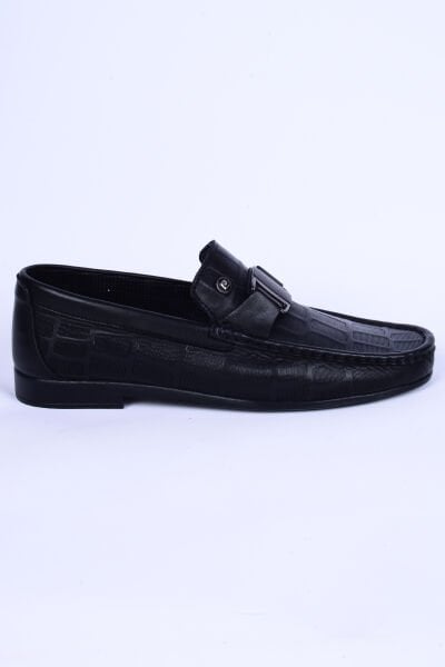 Pierre Cardin 25104 Loafer Deri Önü Tokalı Desenli Siyah Günlük Erkek Ayakkabı