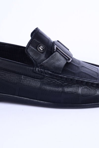 Pierre Cardin 25104 Loafer Deri Önü Tokalı Desenli Siyah Günlük Erkek Ayakkabı
