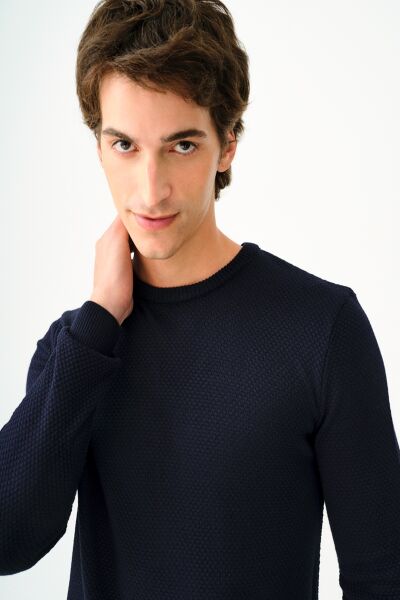 Loft 2030179 Lacivert Erkek Bisiklet Yaka %100 Acrelic Regular Fit Kazak