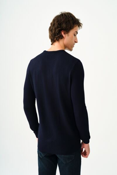 Loft 2030179 Lacivert Erkek Bisiklet Yaka %100 Acrelic Regular Fit Kazak