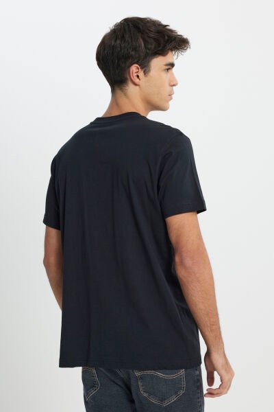 Lee L241521001 Siyah Erkek Lee Baskılı Bisiklet Yaka T-shirt