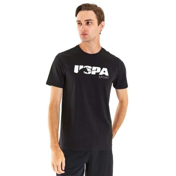 U.S Polo 1826122 Siyah Erkek Regular Fit Rahat Kesim Bisiklet Yaka Uspa Baskılo %100 Pamuk Tşört