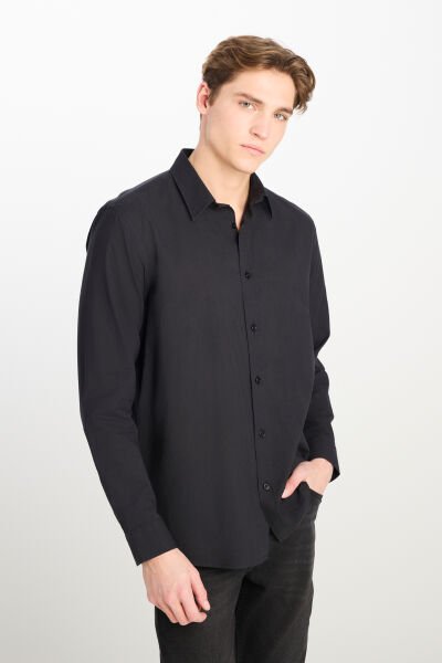 Lee L2510557001 Siyah Erkek %100 Pamuk Regular Fit Normal Kesim Uzun Kollu Gömlek