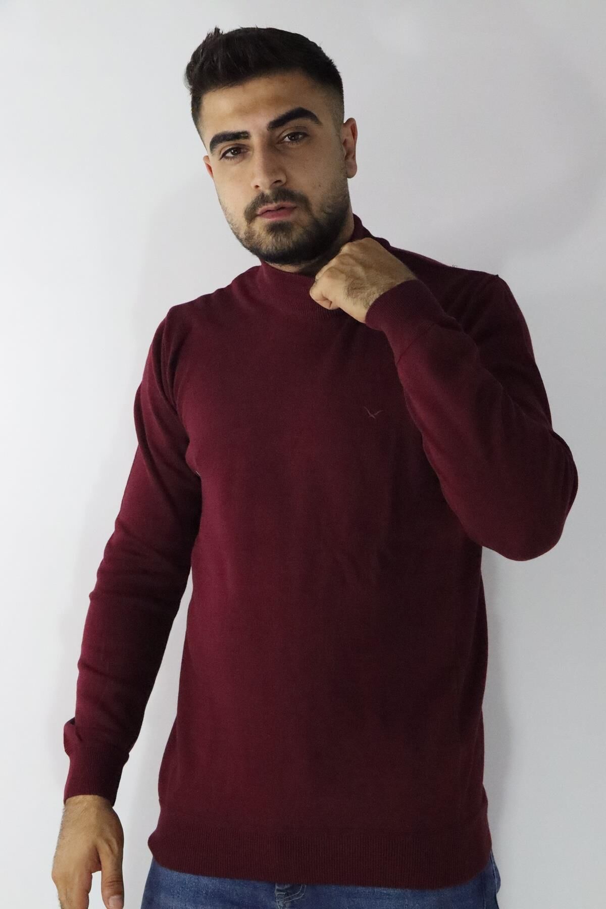 Cazador 22KCEEO03603 Erkek Bordo Basic Yarım Balıkçı Yaka Kazak