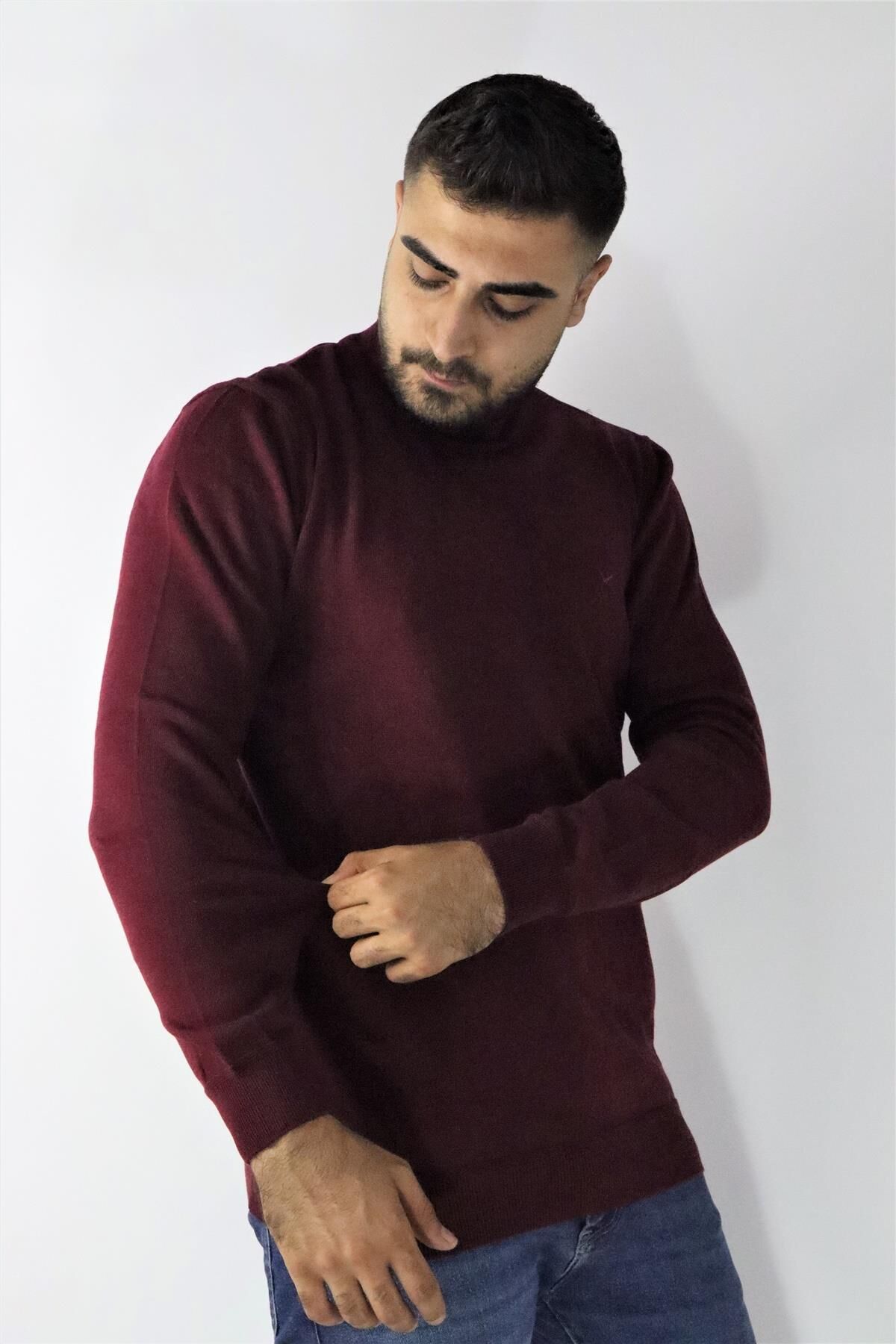 Cazador 22KCEEO03603 Erkek Bordo Basic Yarım Balıkçı Yaka Kazak