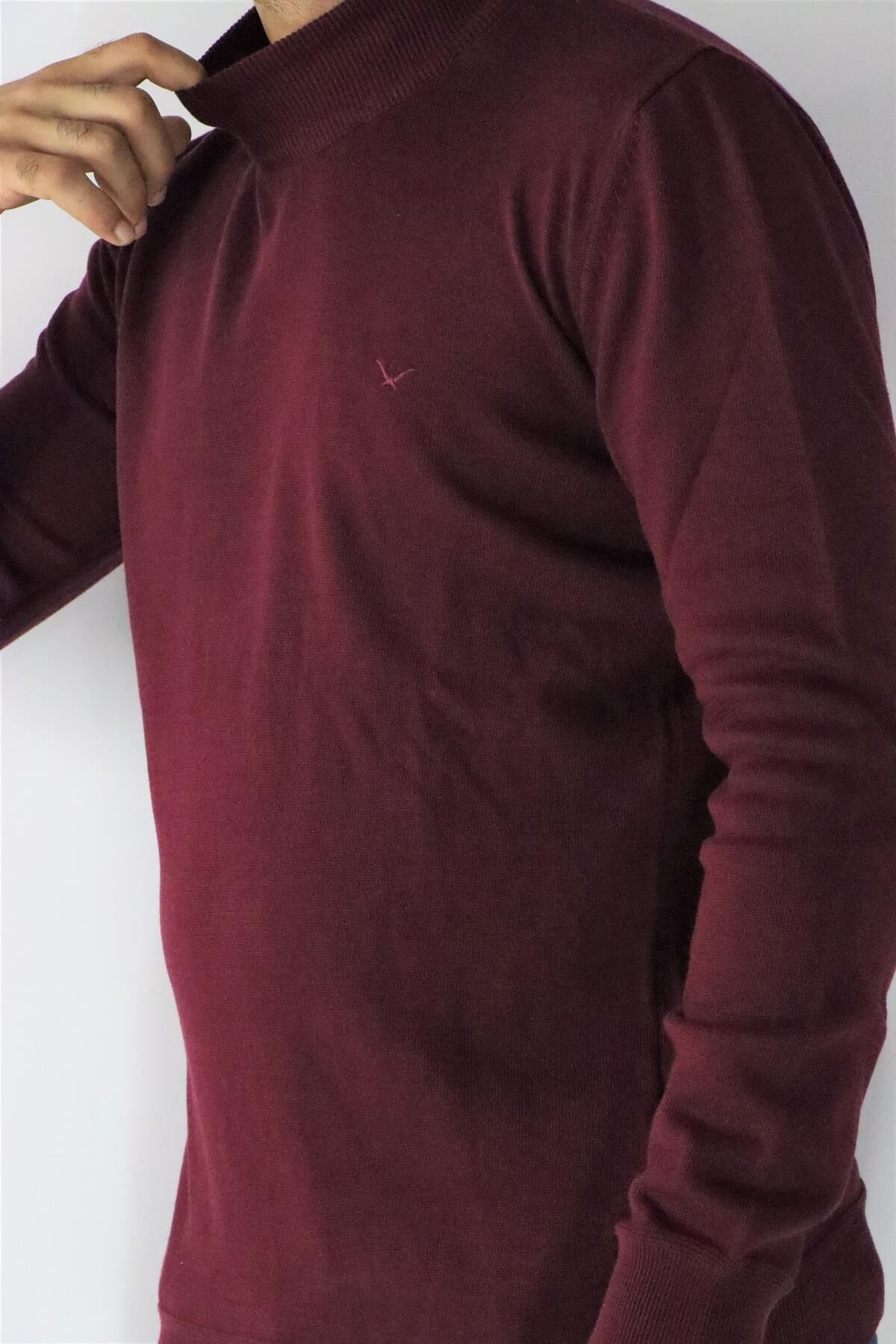 Cazador 22KCEEO03603 Erkek Bordo Basic Yarım Balıkçı Yaka Kazak