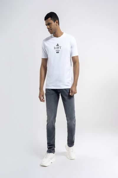 Loft 2035055 Beyaz Erkek Regular Fit Bisiklet Yaka  Normal Kesim Loft Logo Yazı Baskılı %100 Pamuk Tşört
