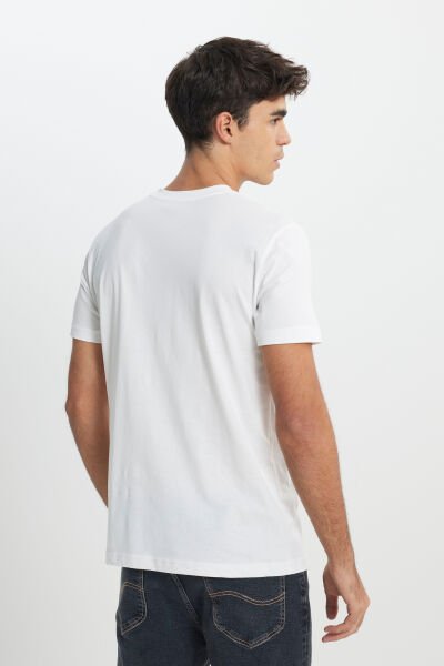 Lee L241521100 Beyaz Erkek Bisiklet Yaka Lee Baskılı T-shirt