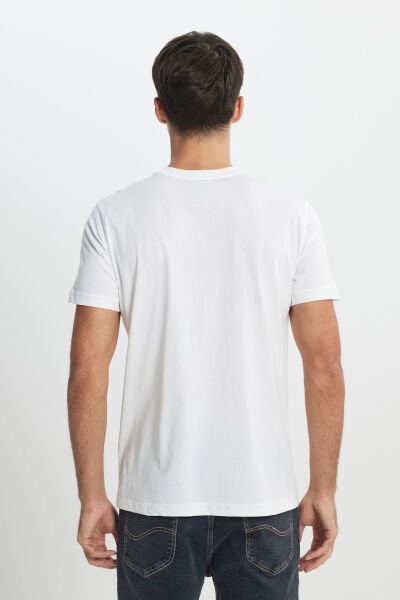 Lee L241521100 Beyaz Erkek Bisiklet Yaka Lee Baskılı T-shirt