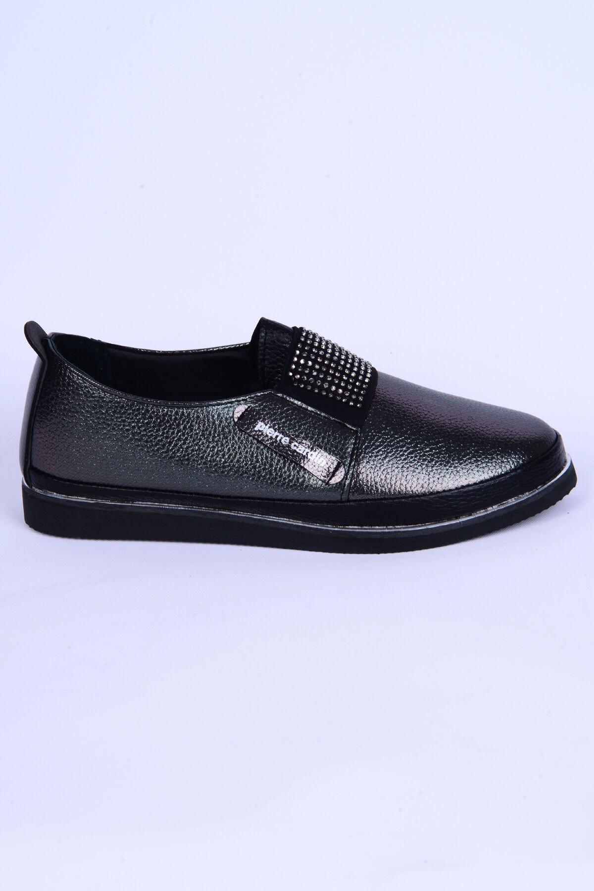 Pierre Cardin 51678 Deri Bağcıksız Taş Detaylı Rahat Otopedik Taban Platin Günlük Kadın Ayakkabı