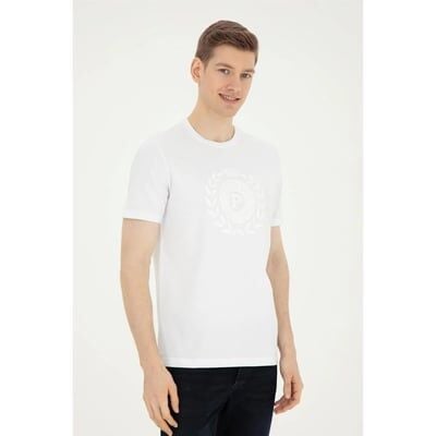 U.S Polo 1825487 Beyaz Erkek Regular Fit Rahat Kesim Bisiklet Yaka Baskılı %100 Pamuk Tşört