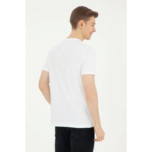 U.S Polo 1825487 Beyaz Erkek Regular Fit Rahat Kesim Bisiklet Yaka Baskılı %100 Pamuk Tşört
