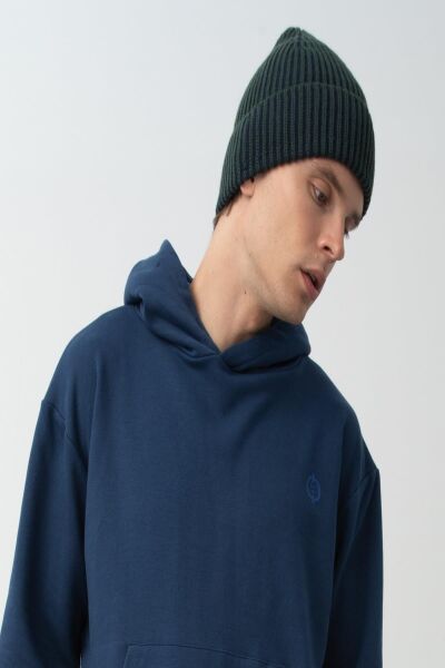 Nors Unisex Yeşil-Lacivert Kalın Örgülü Bere