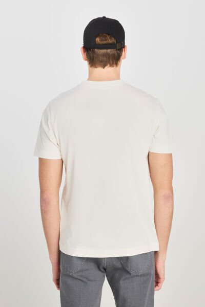 Lee L2510320104 Ekru Erkek Önü Baskılı Regular Fit Normal Kesim %100 Pamuk Bisiklet Yaka Tişört