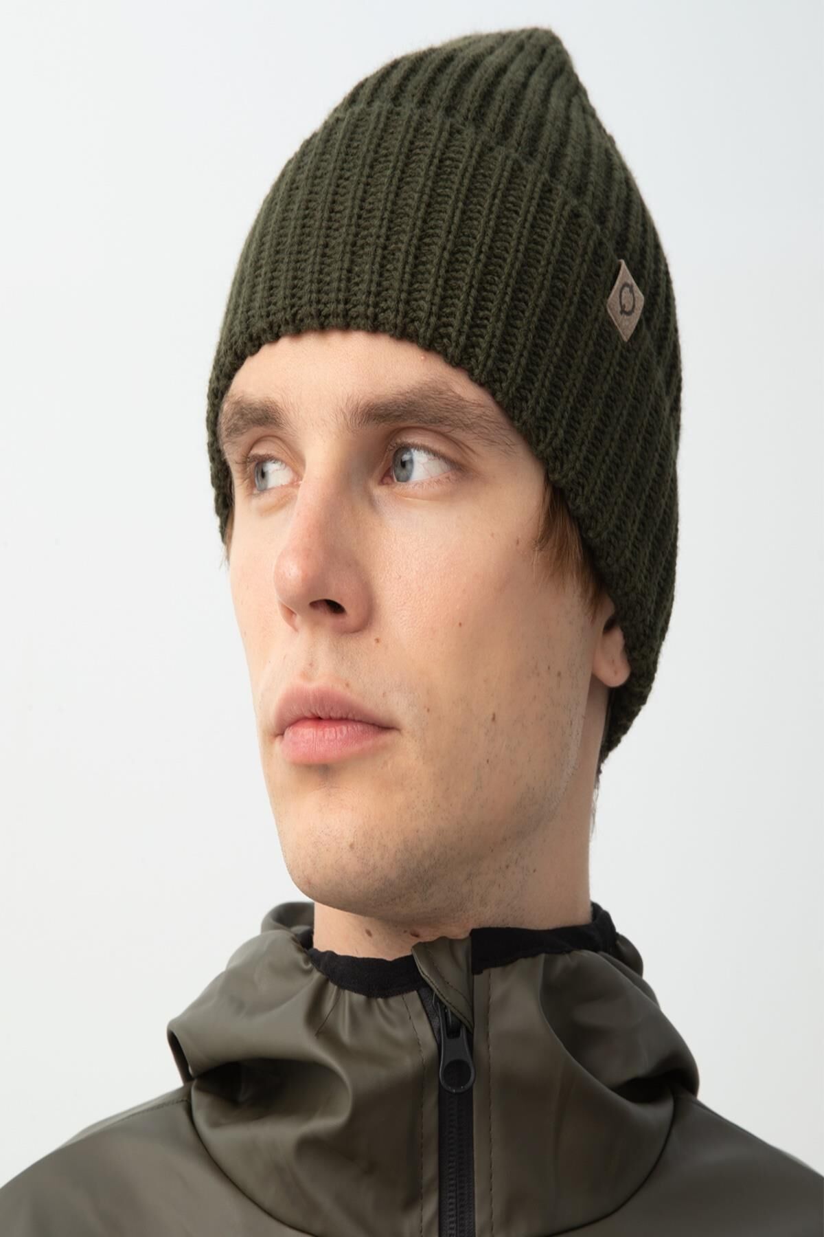 Nors Unisex Haki Kalın Örgülü Bere