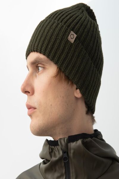 Nors Unisex Haki Kalın Örgülü Bere