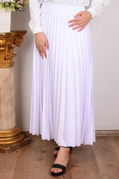 Armine 24YT114 Ekru Kadın Normal Kesim Beli Lastikli Pileli Etek