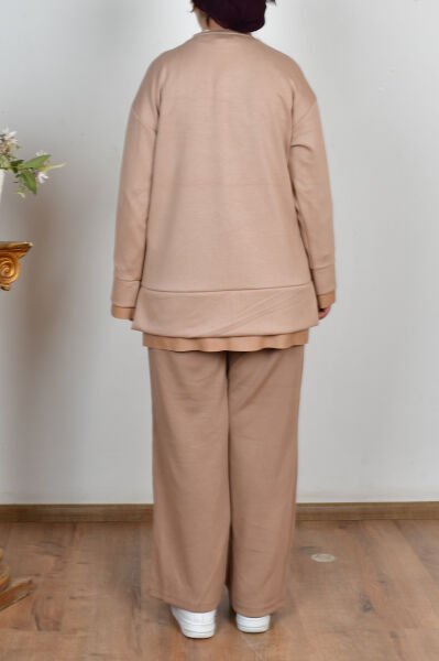 Allday B50292A0 Vizon Kadın Yumuşak Dokulu Deri Garnili Tunik