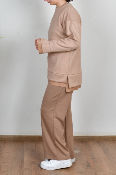 Allday B50292A0 Vizon Kadın Yumuşak Dokulu Deri Garnili Tunik