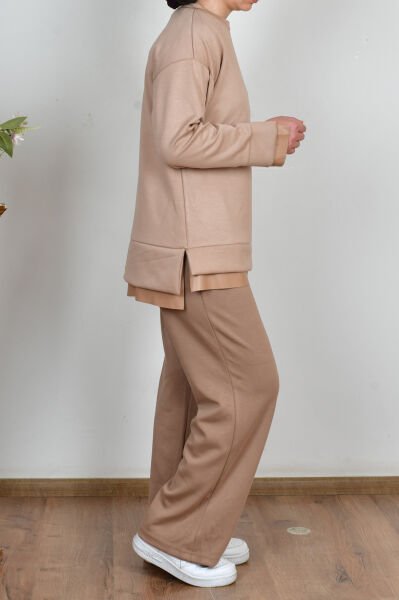 Allday B50292A0 Vizon Kadın Yumuşak Dokulu Deri Garnili Tunik