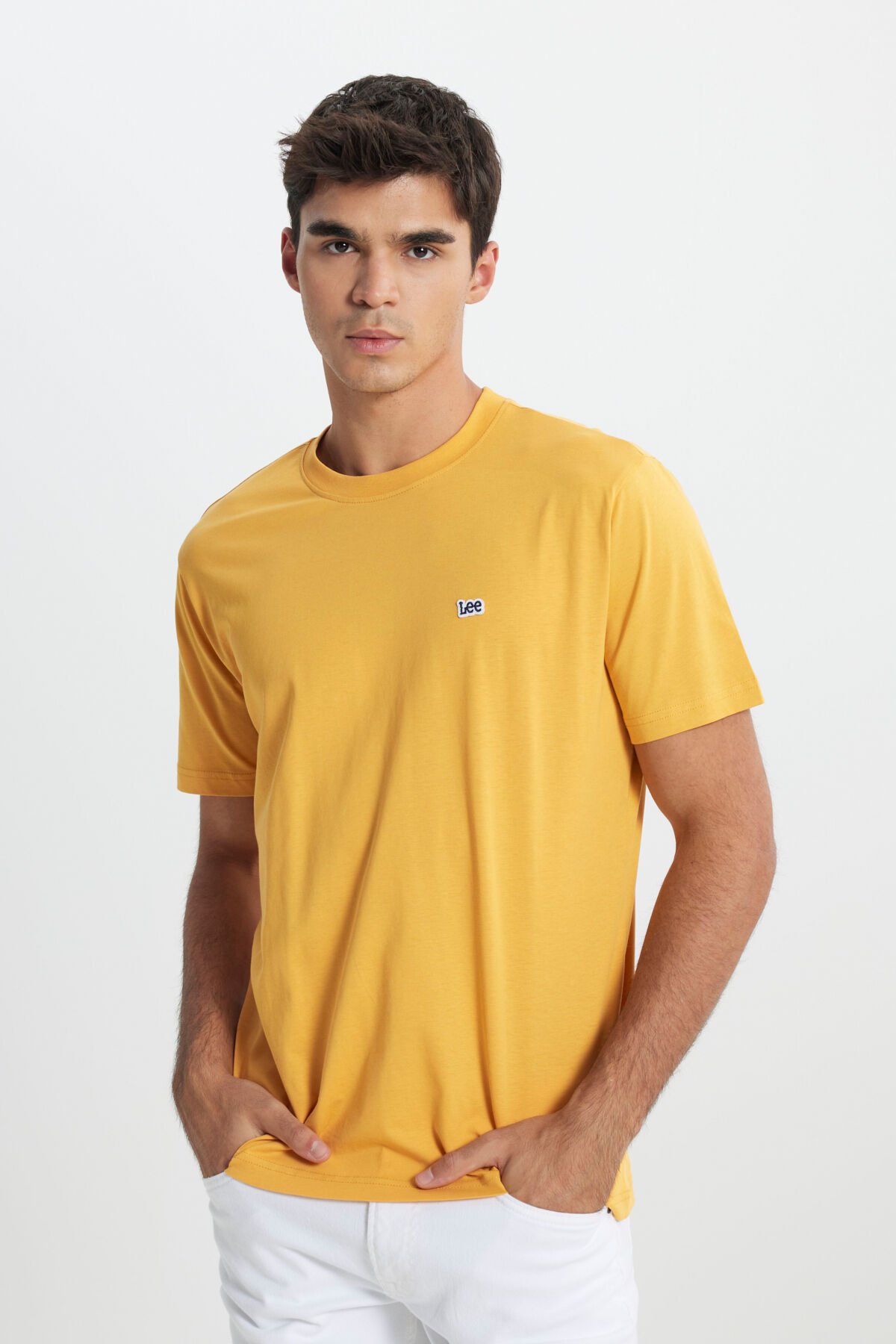 Lee L60UFQ200 Sarı Erkek Regular Fit Normal Kesim %100 Pamuk Bisiklet Yaka Tişört