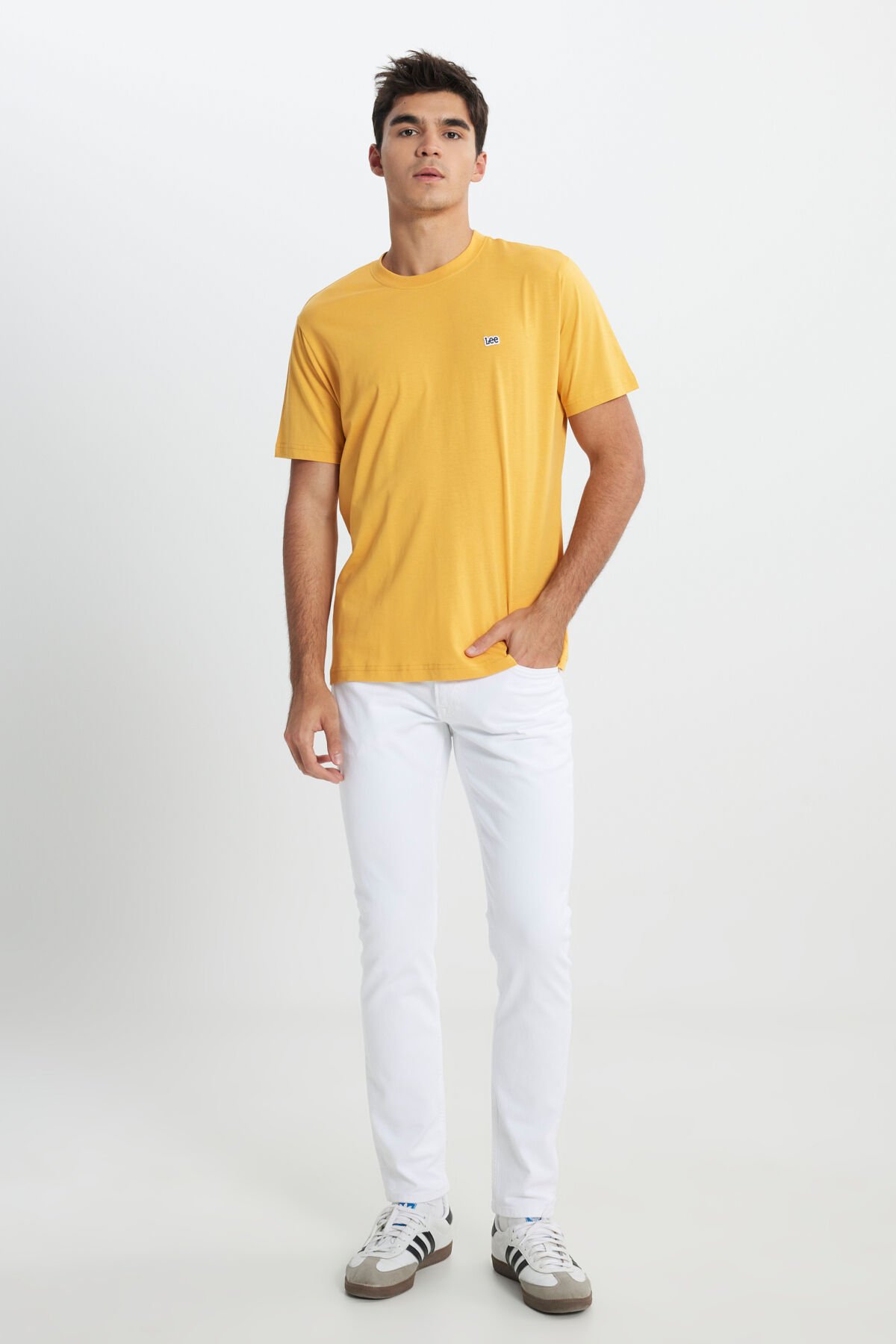 Lee L60UFQ200 Sarı Erkek Regular Fit Normal Kesim %100 Pamuk Bisiklet Yaka Tişört