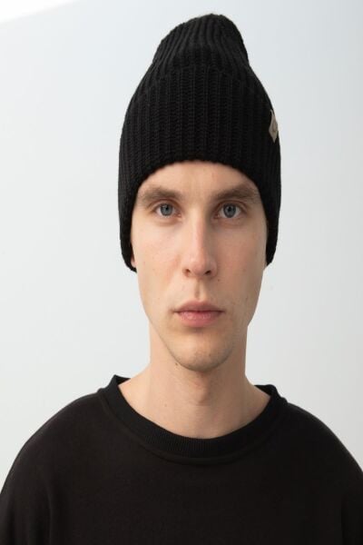 Nors Unisex Siyah Kalın Örgülü Bere