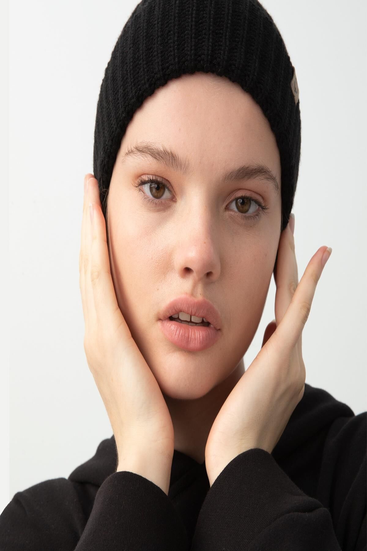 Nors Unisex Siyah Kalın Örgülü Bere