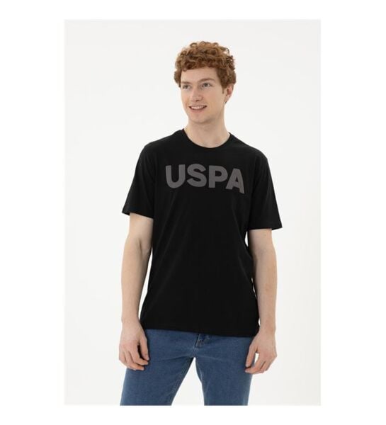 U.S Polo 1795459 Siyah Erkek Regular Fit Normal Kesim Bisiklet Yaka Uspa Baskılı %100 Pamuk Tşört