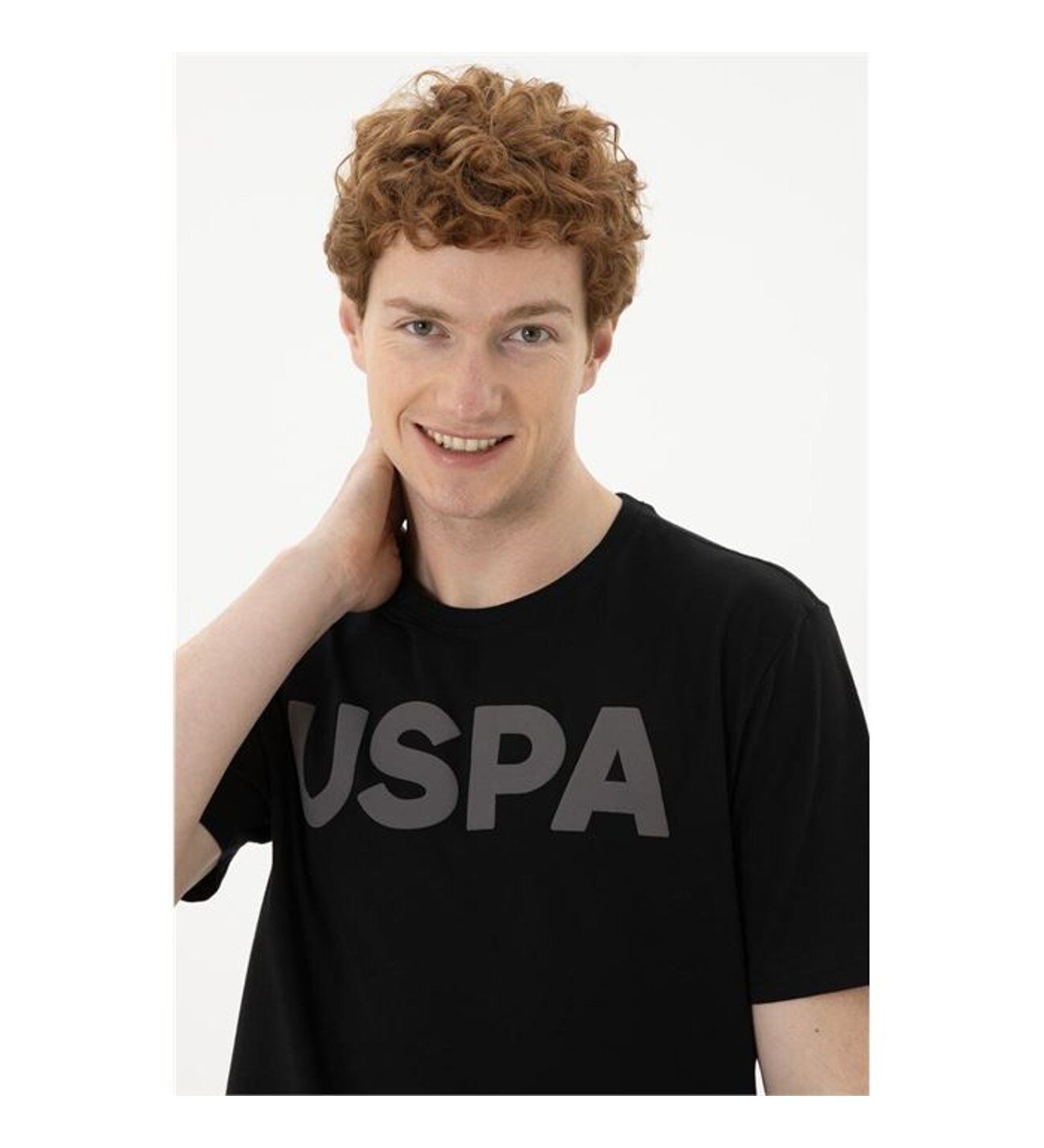 U.S Polo 1795459 Siyah Erkek Regular Fit Normal Kesim Bisiklet Yaka Uspa Baskılı %100 Pamuk Tşört