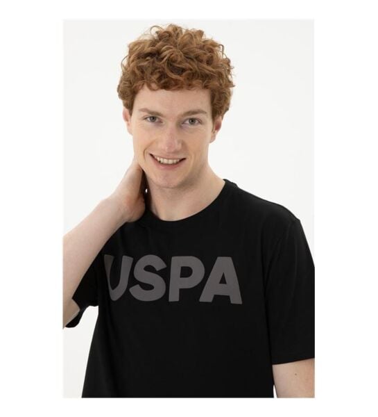 U.S Polo 1795459 Siyah Erkek Regular Fit Normal Kesim Bisiklet Yaka Uspa Baskılı %100 Pamuk Tşört
