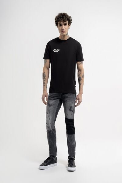 Loft 2035151 Siyah Erkek Regular Fit Bisiklet Yaka  Normal Kesim Loft Logo 1968 Yazı Baskılı %100 Pamuk Tşört