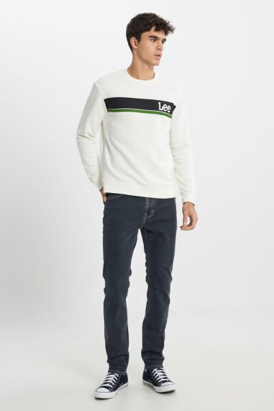 Lee L232501102 Ekru Erkek Lee Dekor Yazılı Bisiklet Yaka İki İplik Sweat