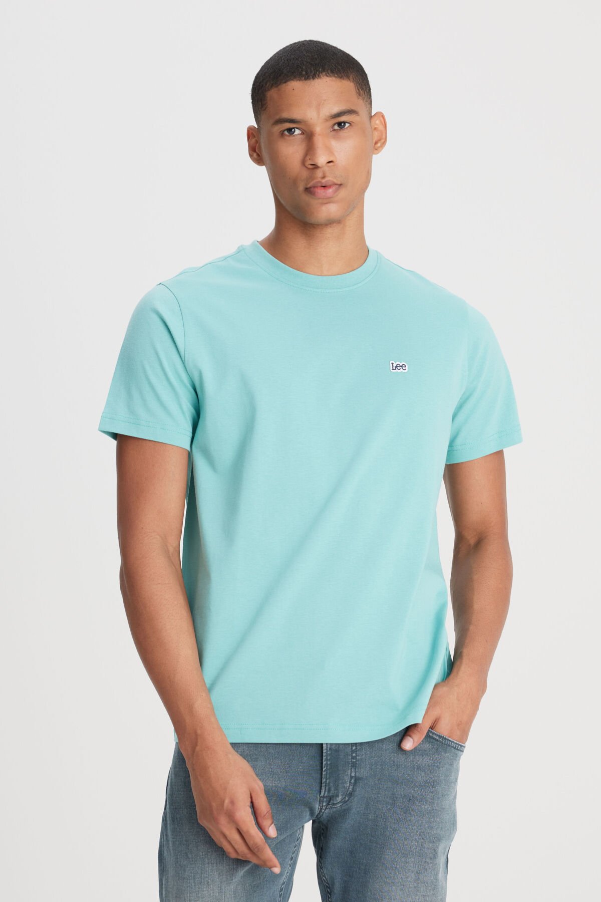 Lee L60UFQ41 Açık Yeşil Erkek Regular Fit Normal Kesim %100 Pamuk Bisiklet Yaka Tişört