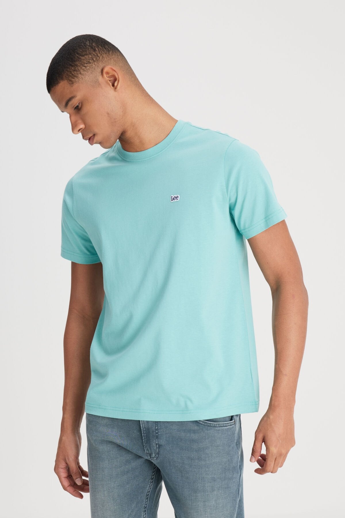 Lee L60UFQ41 Açık Yeşil Erkek Regular Fit Normal Kesim %100 Pamuk Bisiklet Yaka Tişört