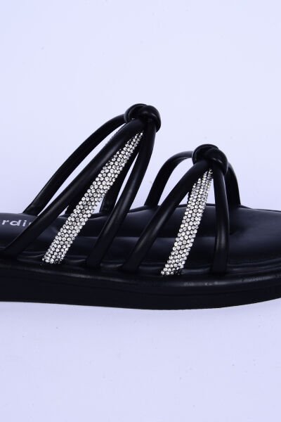 Pierre Cardin 5106 Taş Detaylı Rahat Taban Siyah Günlük Kadın Terlik