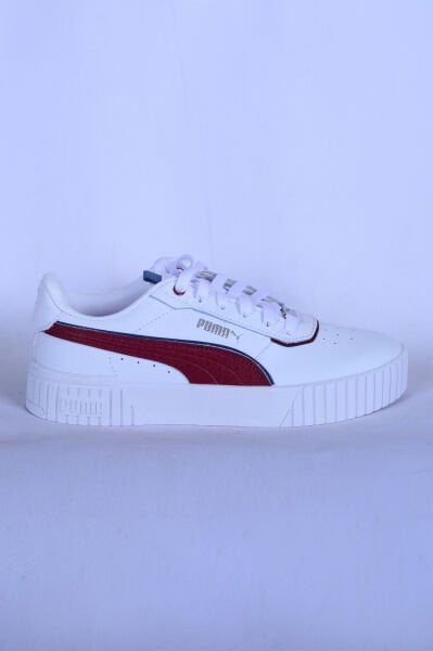 Puma 395017 07 Carina 2.0 Lux Bağcıklı Ortapedik Taban Kırmızı Detay Çizgili Beyaz Kadın Günlük Ayakkabı
