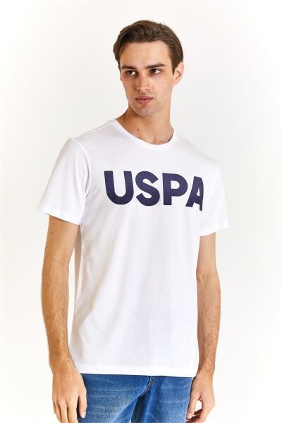 U.S Polo 1795459 Beyaz Erkek Regular Fit Normal Kesim Bisiklet Yaka Uspa Baskılı %100 Pamuk Tşört